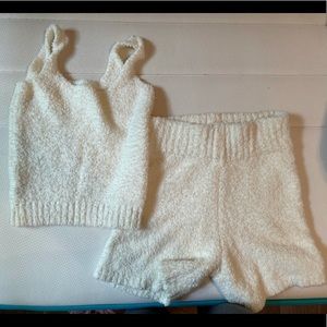 SKIMS Cream Cozy Tank & Shorts Loungewear Set